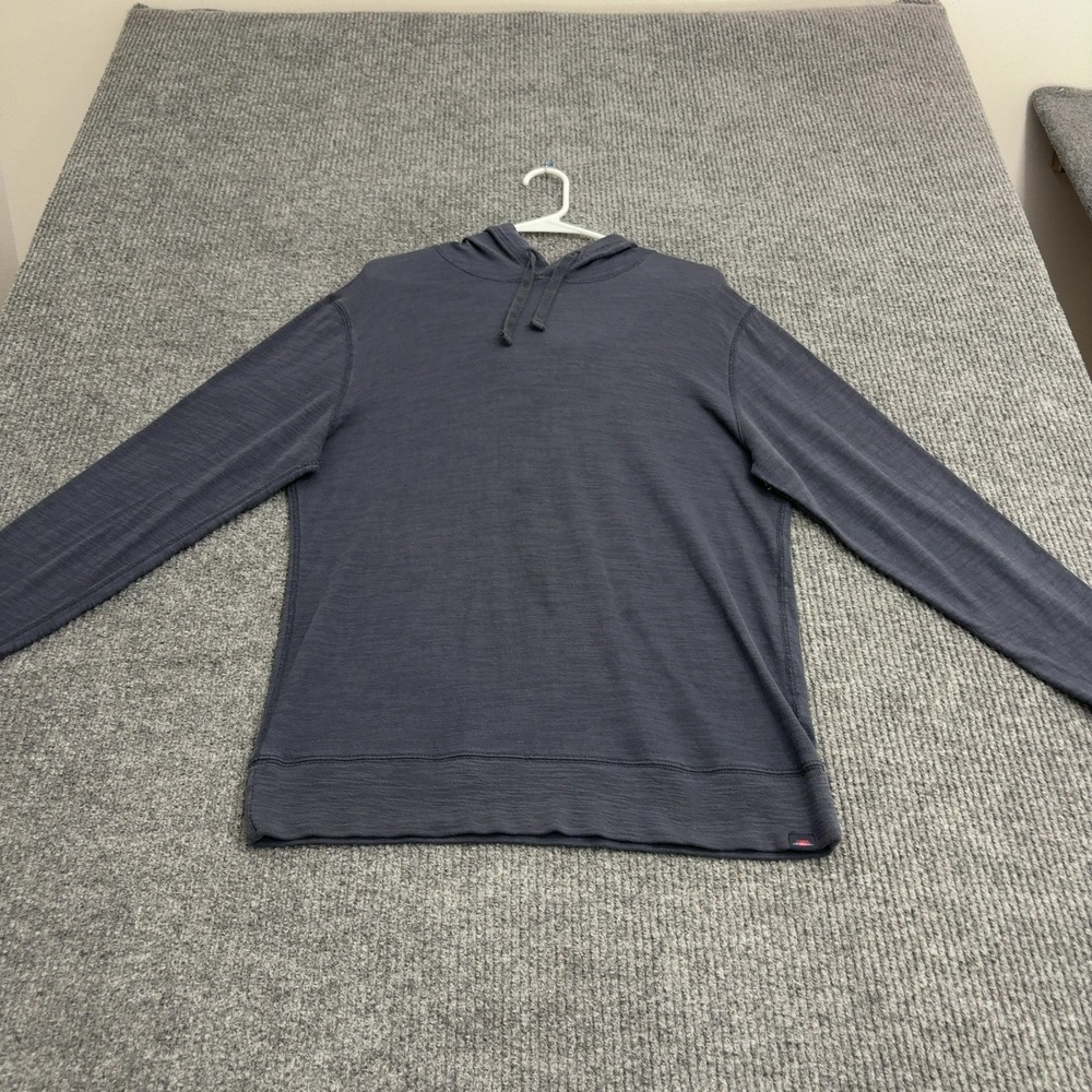 Faherty Hoodie Mens L Blue Organic Cotton Slub Knit Casual Beach Surf Style